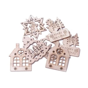 8 Piezas Adorno de Navidad de Madera Estilo Country Árbol Muñeco de Nieve Casa 4 Estilo - Imagen 1 de 4