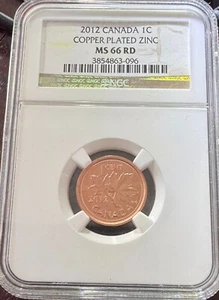Perfect 2012 CANADA CENT coin NGC MS66 - Copper Plated Zinc - Non magnetic - Picture 1 of 2
