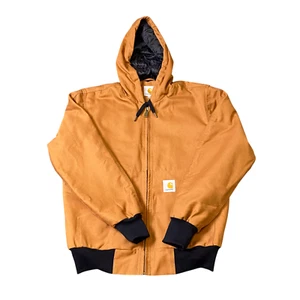 Carhartt Giacca Rilavorata Uomo Marrone Medio Canguro Tasca Logo Patch Full Zip - Foto 1 di 4