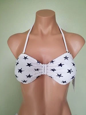 California Waves white crochet lace american flag Bikini top size XS S M - Image 1 of 3