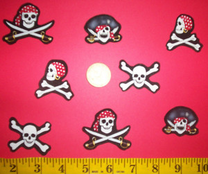 New Pirate Skull and Crossbones Iron-ons Fabric Appliques Iron-ons