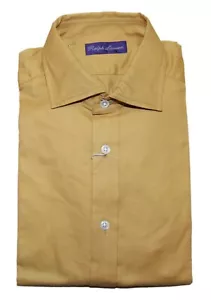 $425 Ralph Lauren Etiqueta Púrpura Camisa de Vestir Italia Marrón Bronceado Beige Camello XXL - Imagen 1 de 3