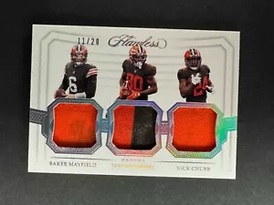 Mayfield Landry Chubb 2020 Panini Flawless Triple Patch /20 #TP9 Browns - Picture 1 of 2