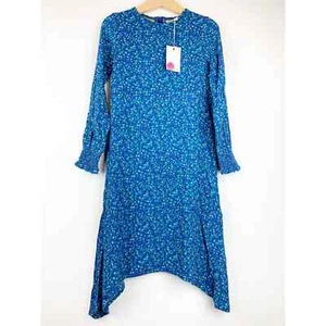 MINI BODEN Blue Floral Asymmetrical Hem Dress 5 / 6 Y NEW - Picture 1 of 9