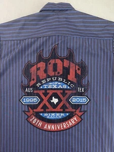 Republic of Texas ROT Red Kap Motorcycle Work Shirt Mens XL Short Sleeve Striped - Picture 1 of 10