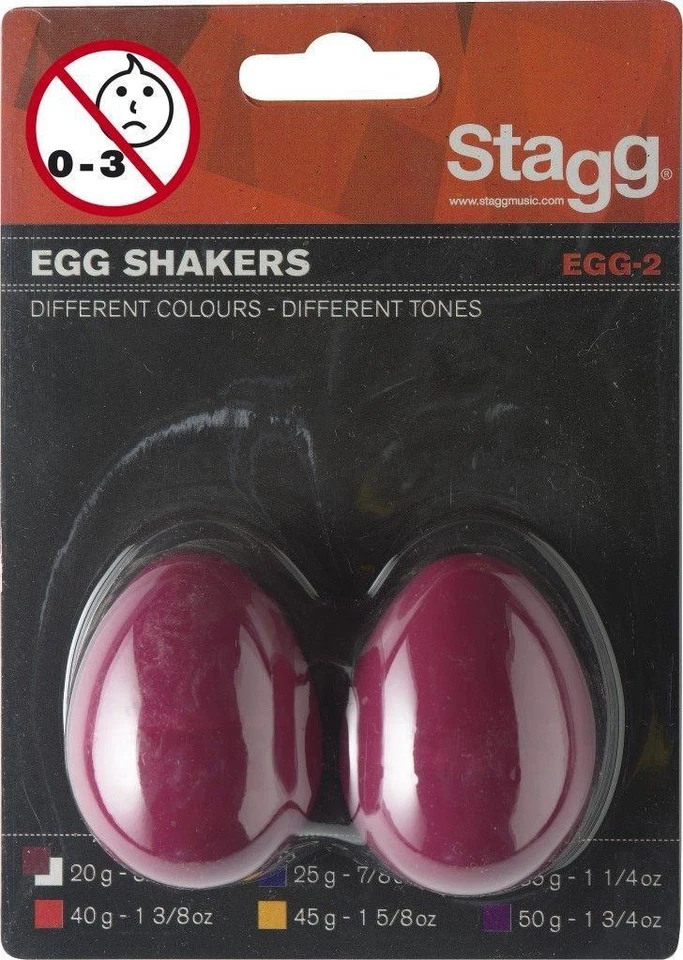 Stagg Model EGG-2 RD Pair of Small Egg Shakers, Hand Percussion, RED - Image 1 of 1