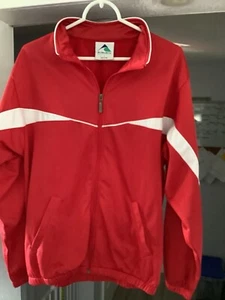 Augusta Red With WhiteZip Up Jacket coat Lightweight - Picture 1 of 2