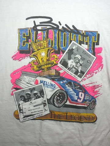 Vintage Bill Elliott Shirt Men XL White Tee Single Stitch Nascar Racing  USA Cover