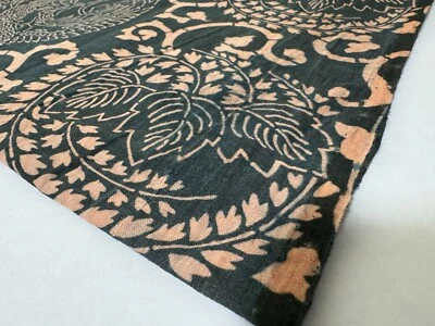 Japan vintage Katazome(stencil dyeing) fabric with overdyed, Hand woven, indigo - Image 1 of 4