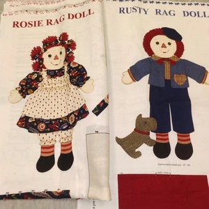 Rag Doll Patterns Rosie And Rusty fabric panel from Cranston 20" Craft Sew New - Picture 1 of 15