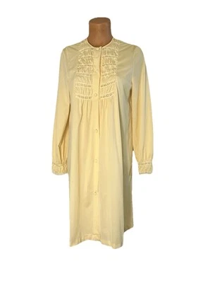 VTG 60s Gossard Artemis Yellow Nylon Peignoir Set Midi Pintuck Lace Gown & Robe - Image 1 of 4