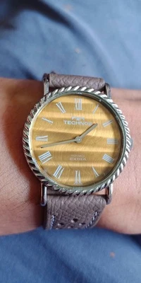 RARO ÁMBAR Dial TECHNOS MONARCH Extra 17 joyas, cuerda manual para hombre! Foto 1 de 4