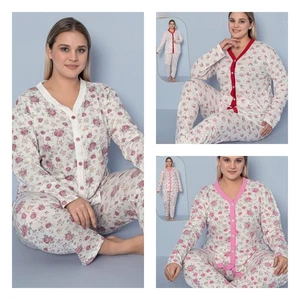 Pijama mujer tallas grandes botones largos viscosa pijama conjunto 2 piezas C-10 - Imagen 1 de 7