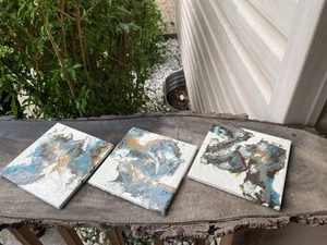 3 Custom painted ceramic wall tiles 6.5 X6.5 Home Crafted Versatile 1.3 Oz ea - Picture 1 of 10