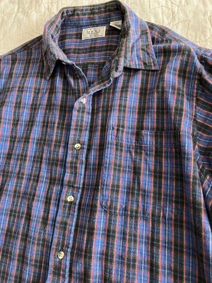 Camisa de franela de algodón a cuadros Sears vintage años 80 THE MENS STORE azul rojo XL ALTA Foto 1 de 4