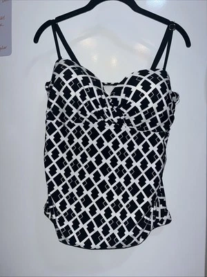Tankini de natación grande APT 9 correas extraíbles tazas acolchadas negro blanco geométrico Foto 1 de 4