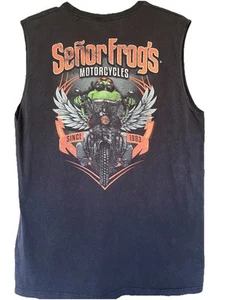 Vintage Senor Frog's Motorcycles Puerto Rico Black Sleeveless Tank M LESEN - Bild 1 von 6