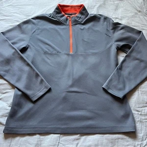 NIKE Giacca Uomo Taglia Large 1/4 Zip Grigio Arancione Leggera Performance Golf - Foto 1 di 7