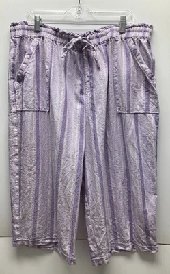 Pantalones recortados a rayas Gloria Vanderbilt Informales 2X mezcla de lino pierna ancha Foto 1 de 4