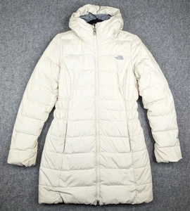 The North Face Women’s Small 550 Down Puffer Parka Cream Off White Winter Coat - Picture 1 of 15
