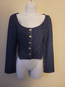 Lewis Blue Denim Scoop Neck Corset Top sz XS Rodeo Cowgirl - Picture 1 of 8