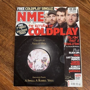 NME Mag w/ Coldplay exclusive vinyl single Violet Hill/A Spell a Rebel Yell 2008 - Picture 1 of 4