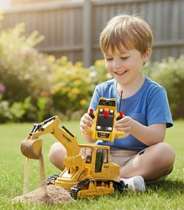 RC Bagger ferngesteuert Fernbedienung Baufahrzeug Steuerpanel Spielzeugbagger - Bild 1 von 11