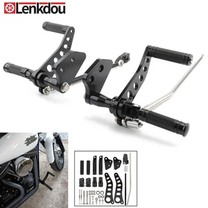 Black Forward Control Foot Pegs Lever For Harley Dyna Super Glide FXD Street Bob - Picture 1 of 11