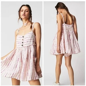 FREE PEOPLE Romper Medium Ocean Ave Boho Flowy Hidden Shorts Pockets Smocked - Picture 1 of 17