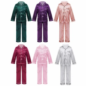 Kids Girls Boys Sleepwear Nightwear Pajamas Set Tops with Pants Unisex Sleepsuit - Picture 1 of 17