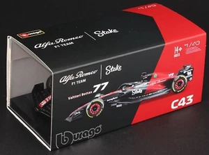 2023 F1 Valtteri Bottas Alfa Romeo C43 Racing Sauber Diecast Car Model & Driver - Picture 1 of 7