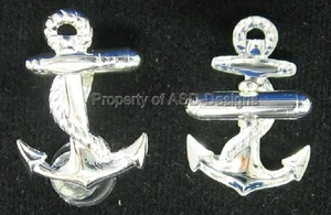 1 Paar S/S versilbert Maritim Schiff Boot Anker Herren Manschettenknöpfe 6355 - Bild 1 von 1