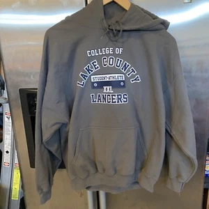 College of Lake County XXL Lancers CLC Hoodie Gray 2XL Long Sleeve Sweat Shirt - Picture 1 of 5