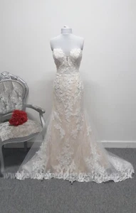 LJ Bridal ivory/champagne lace wedding dress UK 10 - Bild 1 von 9