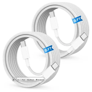 Original iPhone 16 15 Pro Max USB-C Fast Charger Type C Charging Cord 6ft 2 PACK - Foto 1 di 19