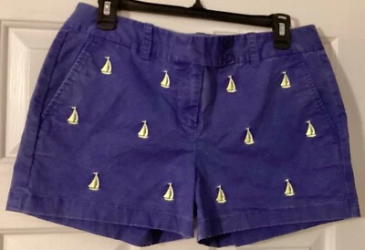 Vineyard Vines Women's Blue Shorts Embroidered Sailboats (light yellow) size 6 - Image 1 of 2
