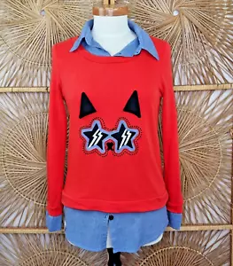 Top básico para mujer Toby Black A02 talla M rojo negro maullido de gato - Imagen 1 de 18