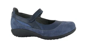 NAOT Kirei Shoes 9 or 40 Blue Suede and Leather Mary Janes Excellent Condition - Picture 1 of 11