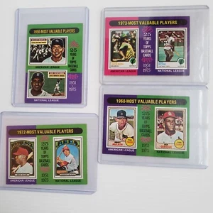 ~1975 Topps Mini MVP Mantle/Gibson/Rose/Bench/Jackson Salón de la fama~ Lote de 4 tarjetas en muy buen estado/excelente - Imagen 1 de 9