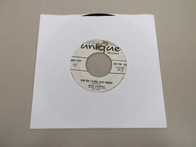 Jack Carroll - How Am I Gonna Sleep Tonight / Gaby - Unique Records 337 Promo VG - Image 1 of 4