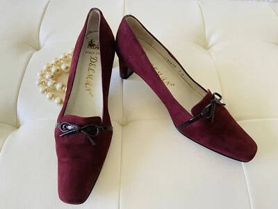 Vintage 60’s Mod Red Rust Suede Leather Bow Pumps Womens Heels Shoes 7 M - Image 1 of 4