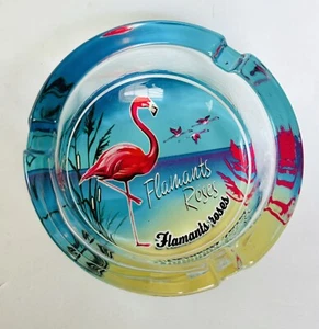 Clear GLASS ROUND Flamingo tropical ASH TRAY (B1) - Picture 1 of 3