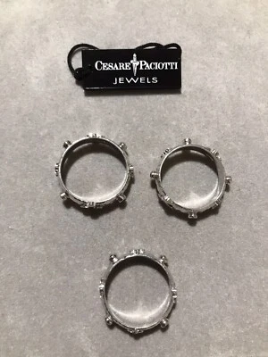 Cesare Paciotti Anello Fedina Rosario Argento 925 E Pietre Nere Onice Nuovo - Immagine 1 di 4