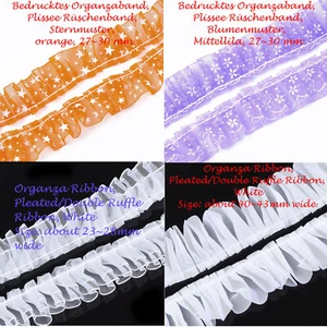2 Meter Oraganzarüsche ruffle lace weiß lila orange Rüschenband Spitze Plissee - Bild 1 von 17