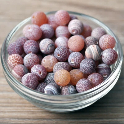Cuentas espaciadoras sueltas de piedra natural con piedras preciosas de ágata esmeriladas mate redondas de 6 mm/8 mm/10 mm Foto 1 de 4