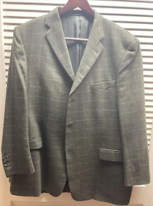 Burberry Green Plaid Wool Mens Sport Coat Jacket 48L - Picture 1 of 14