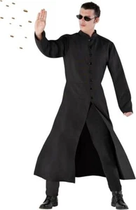 Men`s The Matrix Costume Adult Neo Coat & Glasses Assassin Fancy Dress Halloween - Picture 1 of 6