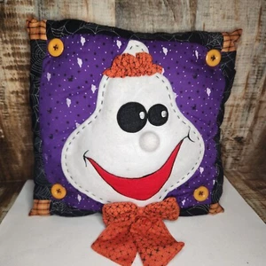 Vintage Kids of America Halloween Cuscino Lancio Fantasma Felice 10" Applique Trapuntato  - Foto 1 di 5