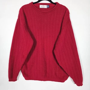 Vintage Bill Blass Knit Hand Framed Mens Large Long Sleeve Red Pullover Sweater - Picture 1 of 9