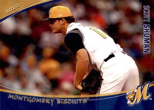 2012 Montgomery Biscuits Grandstand #22 Scott Shuman Valdosta Georgia GA Card
